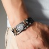 BaBakiak St Benedict Exorcism Medal Leather Bracelet, Multilayer with Beads