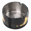 Cigar Ashtray Tabletop Round Stainless Steel Ash Tray PU Leather