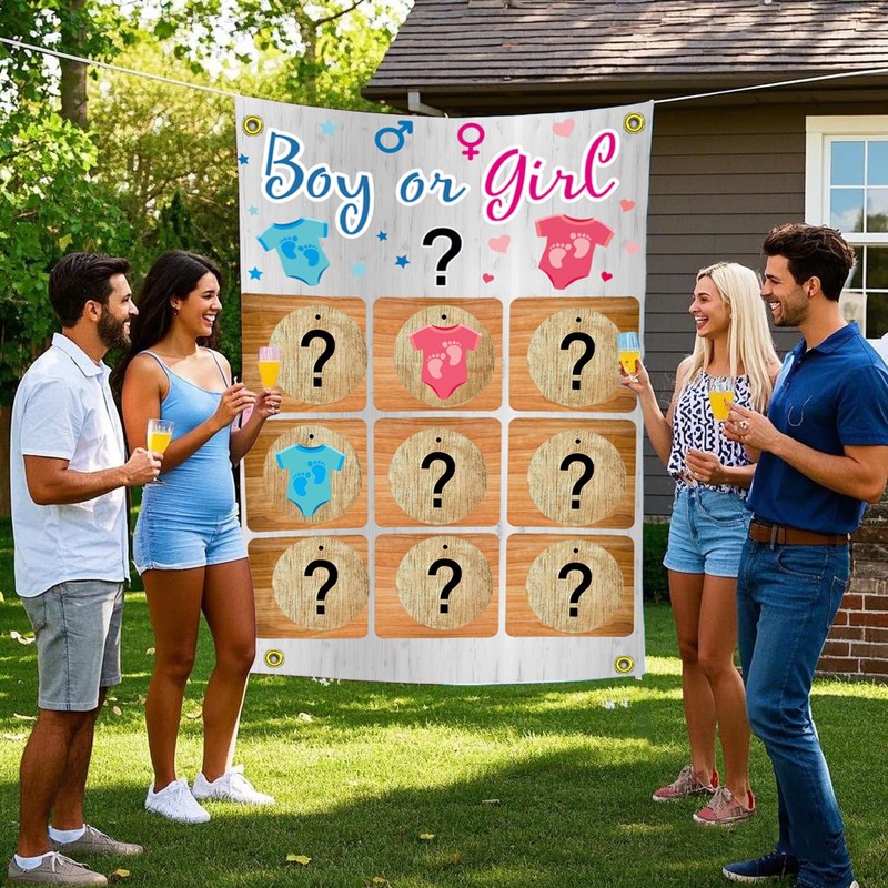 Gender Reveal Tic Tac Toe Board Game for Boys or