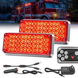 Nilight 2PCS 42LED Red Wireless Magnetic Strobe Lights Portable Warning Hazard Light Surface Mount Waterproof 5 Patterns for 12V 24V Cars Trucks Van Off Road Vehicles ATV