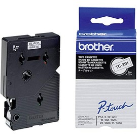 Brother TC291 9mm Black on White Tape