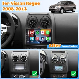 Roinvou [2G+64G] Car Radio for Nissan Rogue 2008 2009 2010 2011 2012 2013 with Wireless Carplay/Android Auto, 9 Inch Android 13 IPS Touch Screen Car Stereo, Bluetooth, GPS Navi, WiFi, 28UI