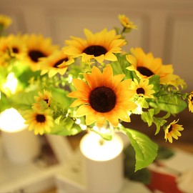 Lifenanny Sunflower Lamp, Battery Operated Artificial Sunflower LED Night Light Flower Table Lamp for Mother's Day Birthday Gift, Office Desk, Home Bedroom, Bedside Decoration
