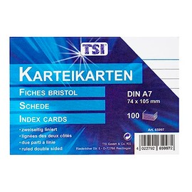 TSI Index Cards DIN A7, 100 Pack-Weißliniert