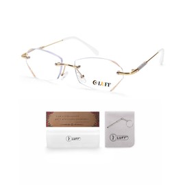 LUFF Stylish Rimless Reading Glasses for Women- Blue Light Blocking Readers, Fashion Frameless Metal Lightweight Eyeglasses(2.0X)