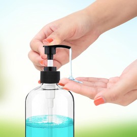 Empty Plastic Pump Bottles Dispenser 2 Pack 32oz/ 1 Liter Portable Clear BPA-Free Cylinder Shampoo Lotion Hand Pump Bottle Durable Refillable Containers (Clear, 32 Oz, 2 Pack)
