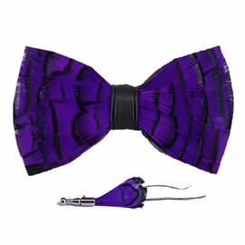 canjoyn Pre-tied Peacock Bowtie Brooch Set Feather Bow Tie Necktie with GIFT BOX for Any Special Occasion