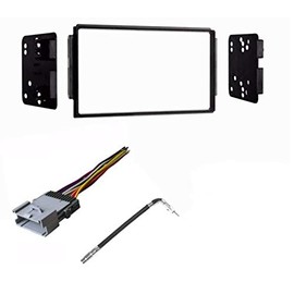 Car Stereo Dash Kit Wire Harness and Antenna Adapter Combo to Install a Double Din Size Aftermarket Radio for 2004 2005 2006 Kia Sorento EX and LX Sport