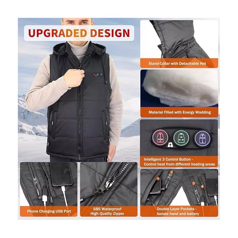 DUKUSEEK Heated Vest for Hunting Size Adjustable Heating Vest with