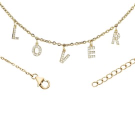 GAUEIOUR LOVER Letter Necklace for Women Girls Dainty Metal Gold Music Link Chain Necklaces Jewelry Preaents for Music Fans