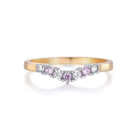 Ladies Wedding/Engagement 9 Carat Gold on Solid Sterling 925 Silver Pink and White Sapphire Wishbone Ring Sizes K to U (R)