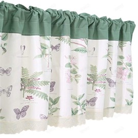 Cafe Curtain, Small Window Curtain, 35.4 inches (90 cm), Length 17.7 inches (45 cm), Length 23.6 inches (60 cm), Length 13.8 inches (35 cm), Length 39.4 inches (100 cm), American Country Leaf, Flower, Butterfly, Ruffle, Blindfold, Decoration, Cafe, Coffe