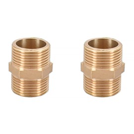 2PCS 3/4" Male Thread Nipple Brass Pipe Fittings for Heating and Drinking Water Systems Double Nipples with Thread Quick Connect