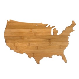 Totally Bamboo United States of America Shaped Bamboo Serving and Cutting Board