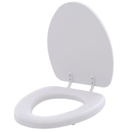 BEMIS 1250TTA 000 Commercial Heavy Duty Open Front Toilet Seat, ELONGATED, Plastic, White