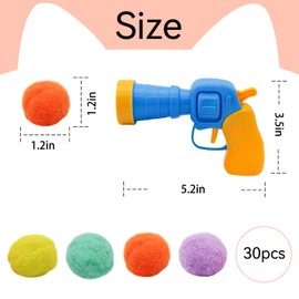 Andiker Cat Toy Balls Set, 30pcs Plush Cat Pom Pom Balls & a Plastic Cat Fetch Toy Launcher Set for Cat Catch and Fetch Interactive Cat Toy with Colorful Cat Balls for Indoor Cat (30 balls+1 launcher)