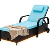 DWVO LED Outdoor Lounge Chairs, Patio Wicker Chaise Lounge Chair