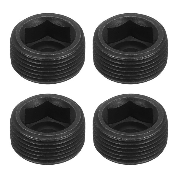 uxcell 4Pcs Male Thread Socket Pipe Plugs, M24-1.5x12mm Carbon Steel