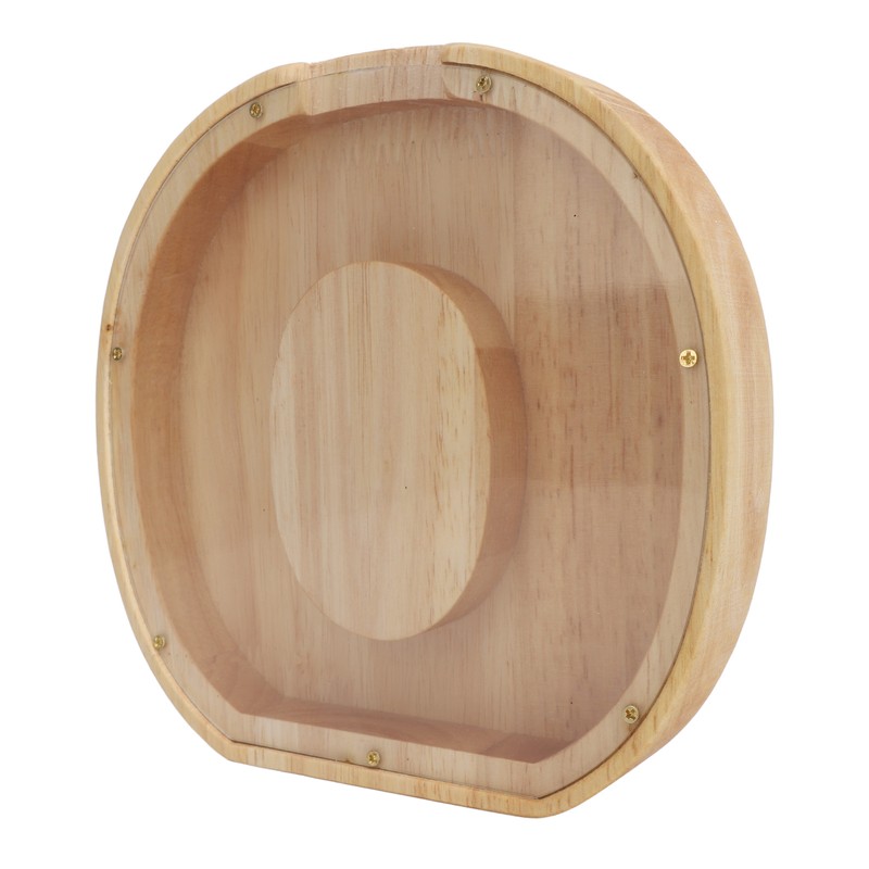 Letter Shaped Piggy Bank Wooden Transparent Panel Portable O Shaped