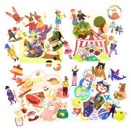 4 Packs Scrapbook Stickers Cute Animals Stickers Kawaii Stickers Journal Stickers Decoration Stickers Cartoon Forest Animal Stickers for Scrapbooking Diary Album DIY Arts (Fairytale)