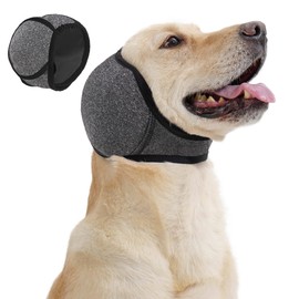 Dog Calming Hoodie Ear Wraps for Dogs, Waterproof Dogs Swim Cap, Pet Ear Cover Muffs for Anxiety Relief Noise Cancelling, Doggy Head Warp Ear Protection for Hematoma Fireworks Bath Swim Blow (M, grey)