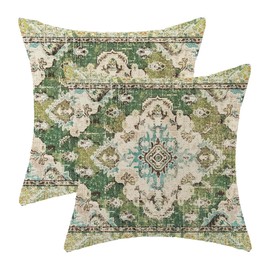 Yxuiyal Boho Pillow Covers 20x20 Set of 2 Sage Green Vintage Carpet Throw Pillow Covers Outdoor Outdoor Bohemian Rug Pattern Decorative Pillowcase Farmhouse Decor Linen Cushion Cover for Sofa Couch