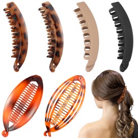 VZZNN 6 Pieces Banana Hair Clip Banana Clip Hold Ponytail Holder Banana Clips for Women Fine Thick Hair French Hair Accessories