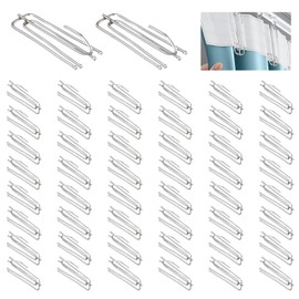 DEARBAG Pack of 60 Stainless Steel Curtain Hooks, Metal Curtain Pleat Hooks with 4 Prongs, Stainless Steel Curtain Hooks for All Home Curtains