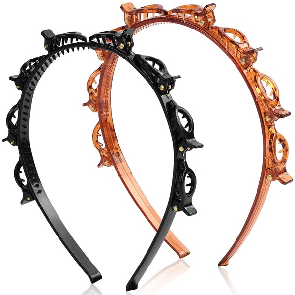 LOPHE 2PCS Clip Headbands Double Bangs Hairstyle Hairpin, Teeth Comb