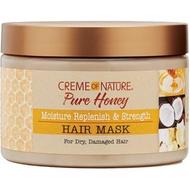 Hair Mask by Creme of Nature, Pure Honey, Coconut Oil and Shea Butter Formula, Moisture Replenish & Strength, 11.5 Oz