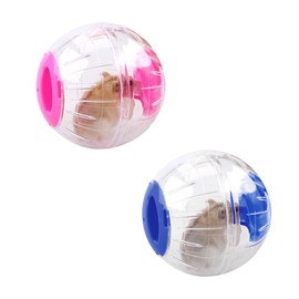 Pack of 2 Hamster Ball Hamster Running Ball Plastic Running Ball for Hamsters Mice Jogging Ball for Small Animals Fitness Ball Pet Sports Rodent Toy for Running Wheel Small Animal Cage (Blue + Pink)
