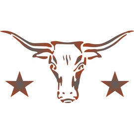 Longhorn Stencil - 30.5 x 16.5cm (M) - Reusable Cow Bull Skull Texas Farm Animal Cattle Wall Stencil Template