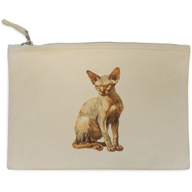 'Sphynx Cat Sitting' Canvas Clutch Bag/Accessory Case (CL00041996)