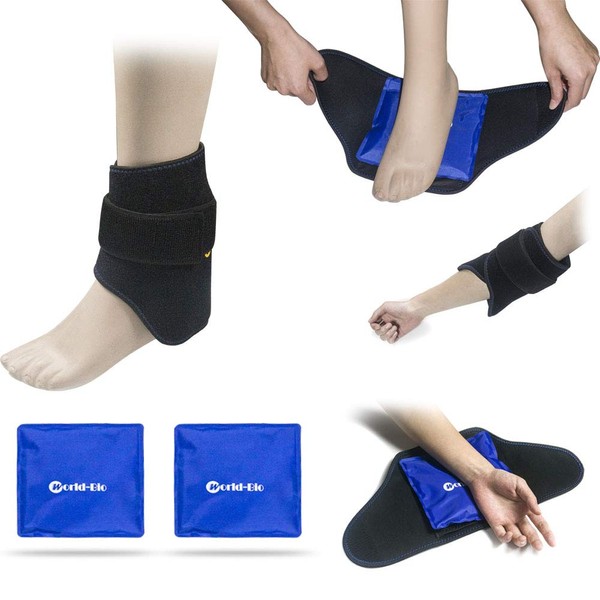 Foot Ice Pack Wrap Reusable Ice Gel Pack for Plantar Fasciitis, Achilles Tendonitis, Heel Spurs, Sore Feet, Hot Cold Therapy Cold Pack Pain Relief for Sprains, Muscle Pain, Bruises, Injuries, Swelling