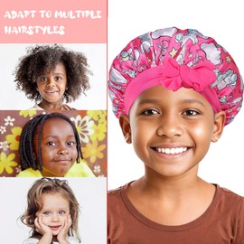 ZukoCert Kids Reversible Silk Satin Bonnet, Wide Elastic Band, Perfect for Curly Hair & Sleep