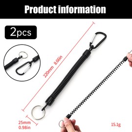 Stretchy Spiral Keyring, 2 Pcs, Spiral Keyring with Color Carabiner, Retractable Keychain, Spiral Coil Spring Key Chain, Retractable Spring Key Holder, for Backpack, Keys, Phone, Wallet, Fishing Tool