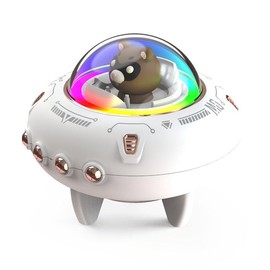 Cute Bluetooth Speaker, Spaceship Shape Desktop Speaker with RGB Colorful, Powerful Bass, for Bedroom Office Party Dormitory
