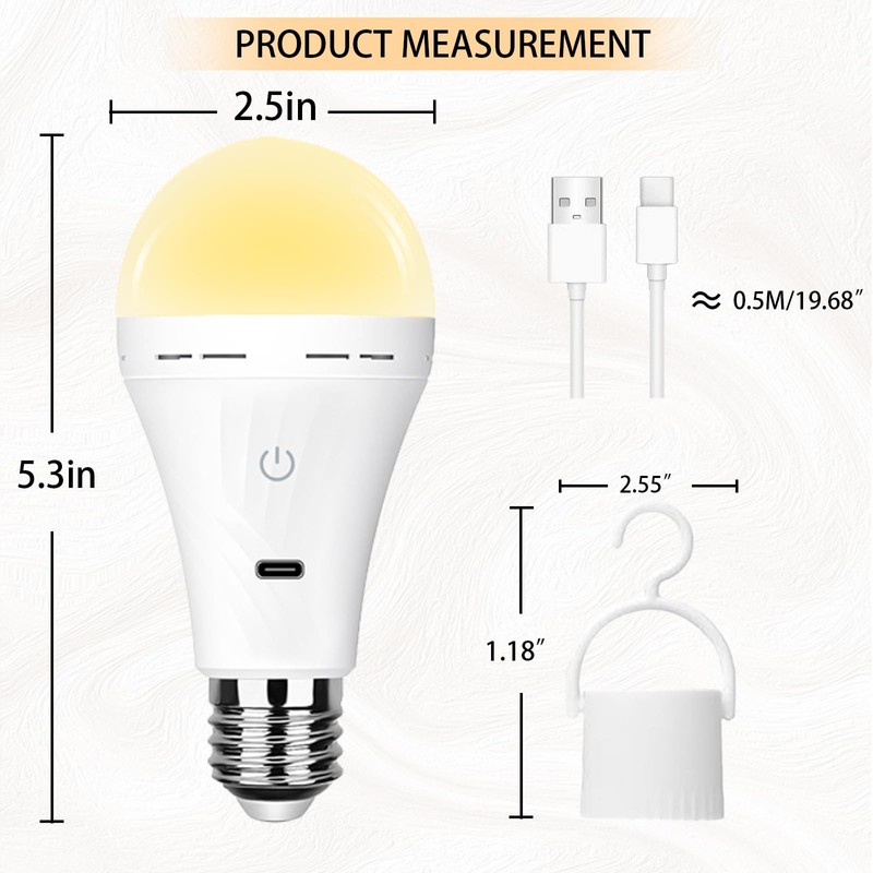 SiJiMingyue Rechargeable Battery Operated Light Bulbs for Non-Hardwired Fixtures with