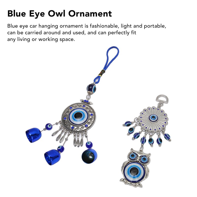 2pcs Blue Eye Owl Ornament Good Luck Attract Wealth Fashionable