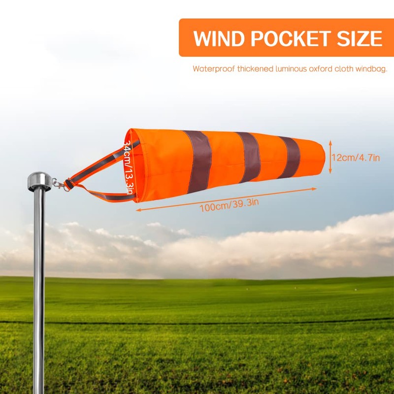 39 Inch/100cm Windsock, Airport Windsocks Outdoor Durable, Rip-Stop Windsocks Measurement