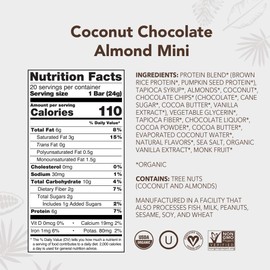 ALOHA ALOHA Organic Plant Based Protein Bar MINIS |Coconut Chocolate Almond | 20 Count, 24g Bars | Vegan, Low Sugar, Gluten Free, Paleo, Low Carb, Non-GMO, Stevia Free, Soy Free, No Sugar Alcohols