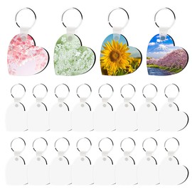YHNTGB 20 Set Double Sided Sublimation Keychain Blanks Bulk MDF Board Heat Transfer Pendant with Ring DIY for Valentines Day Ornaments Graduation Present Craft Making, Heart, Large