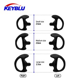 KEYBLU Universal Radio Replacement Earmold, Insert Soft Silicone Earmold Earbud Earplug for Two-Way Radio Coil Tube Audio Kits，for Walkie Talkie Acoustic Earpiece Headset (Black, Medium, 2 Pair)