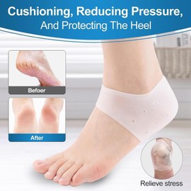 ZADEICK Silikon Fersenschutz, 6 Stück Fersenpolster Fersenschutz für schuhe, Ferse Socken für Fersenschmerzen, Plantarfasziitis, Trockene Rissige Ferse