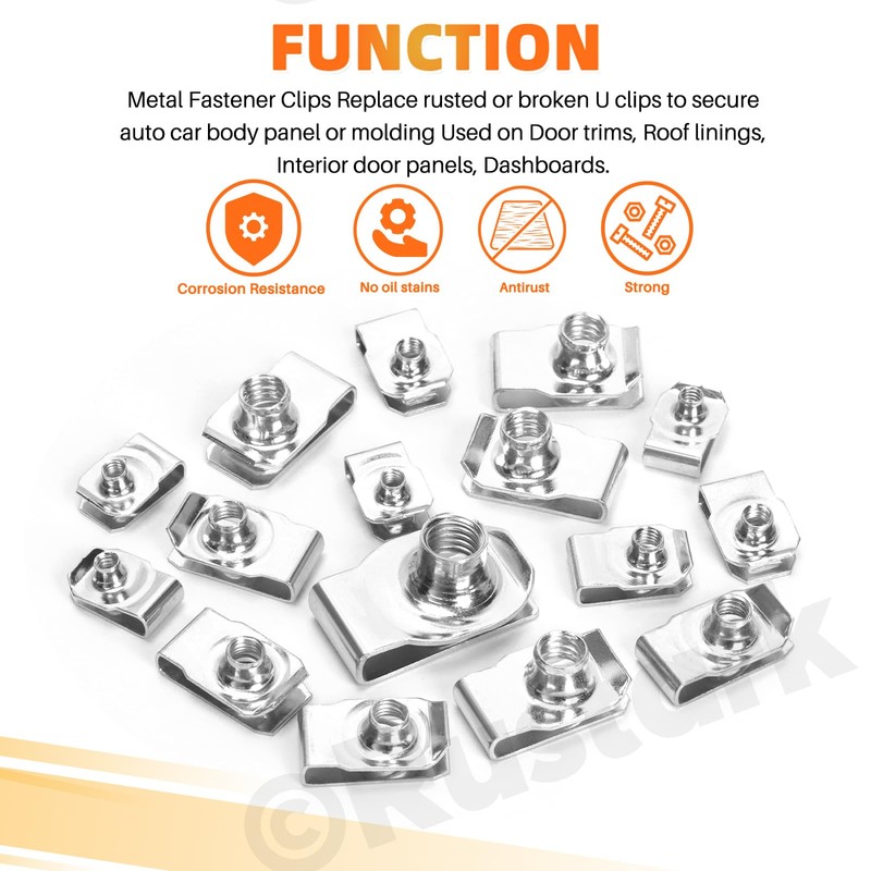 Rustark 50Pcs M4 M5 M6 M8 M10 Auto Car U-Clip