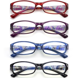 RaoOG gafas de lectura mujeres hombres bloqueo de luz azul - 4 paquetes de lectores de ordenador ligeros + 1.0 deslumbrbloqueo de gafas de Señora