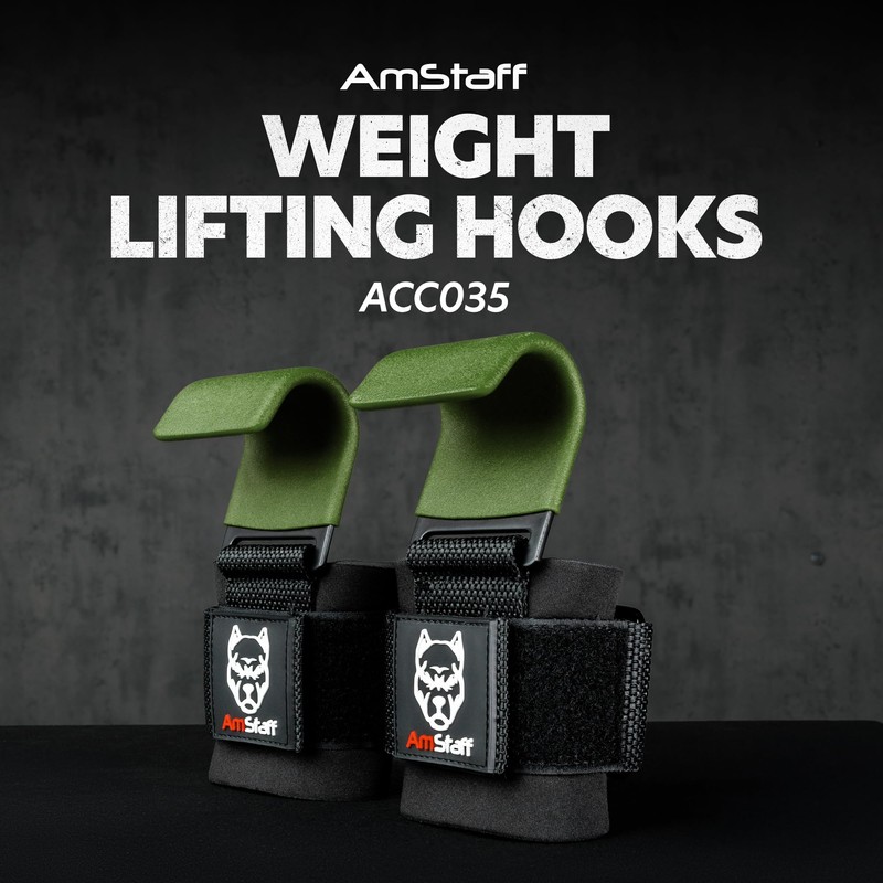 AmStaff Fitness Weight Lifting Hooks (Pair) - Gym Wrist Straps