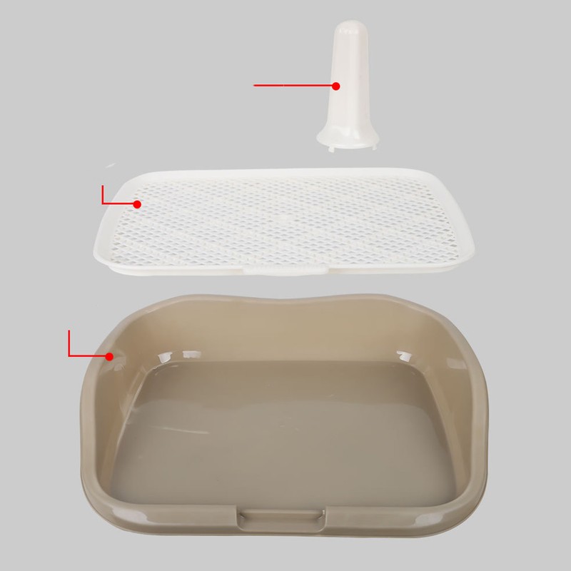 Dog Potty Tray with Raised Fences Removable Mesh Grid Pad