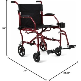 Dr Dunley Folding Transport Wheelchair with Swing-Away Footrests, (19 Inch seat)
