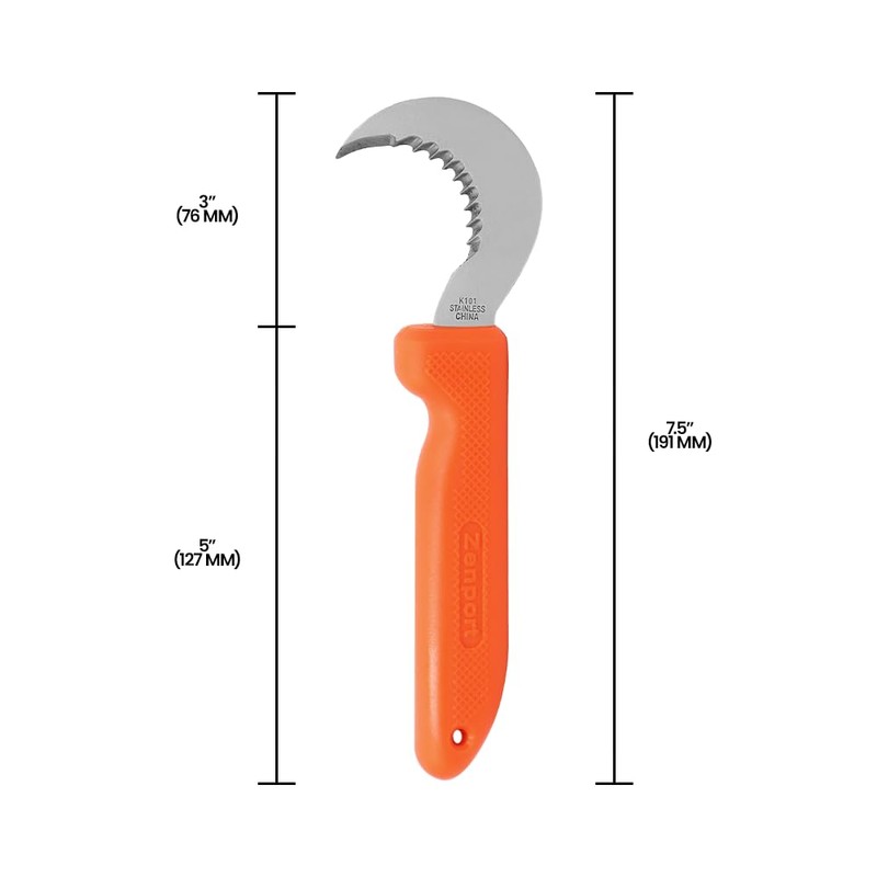 Zenport K101 Harvest Utility Knife, Grape and Melon, 3-Inch Hooked